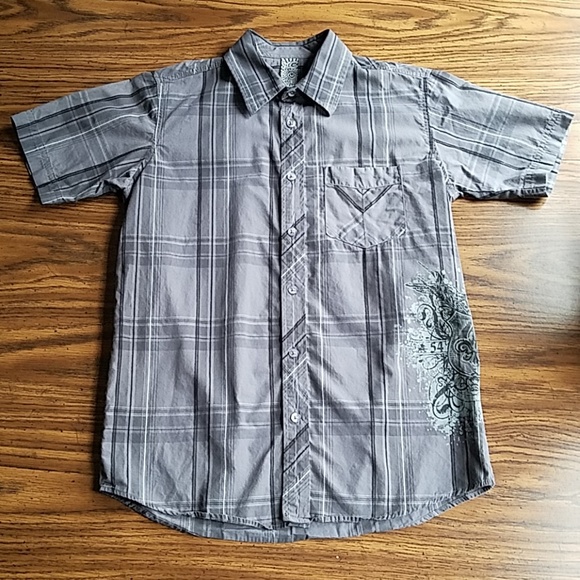 XG Graphic Plaid Button Down Casual Shirt - Picture 1 of 7